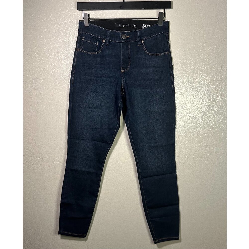 One 5 One Love My Fit High Rise Skinny Ankle Jeans in Dark Wash